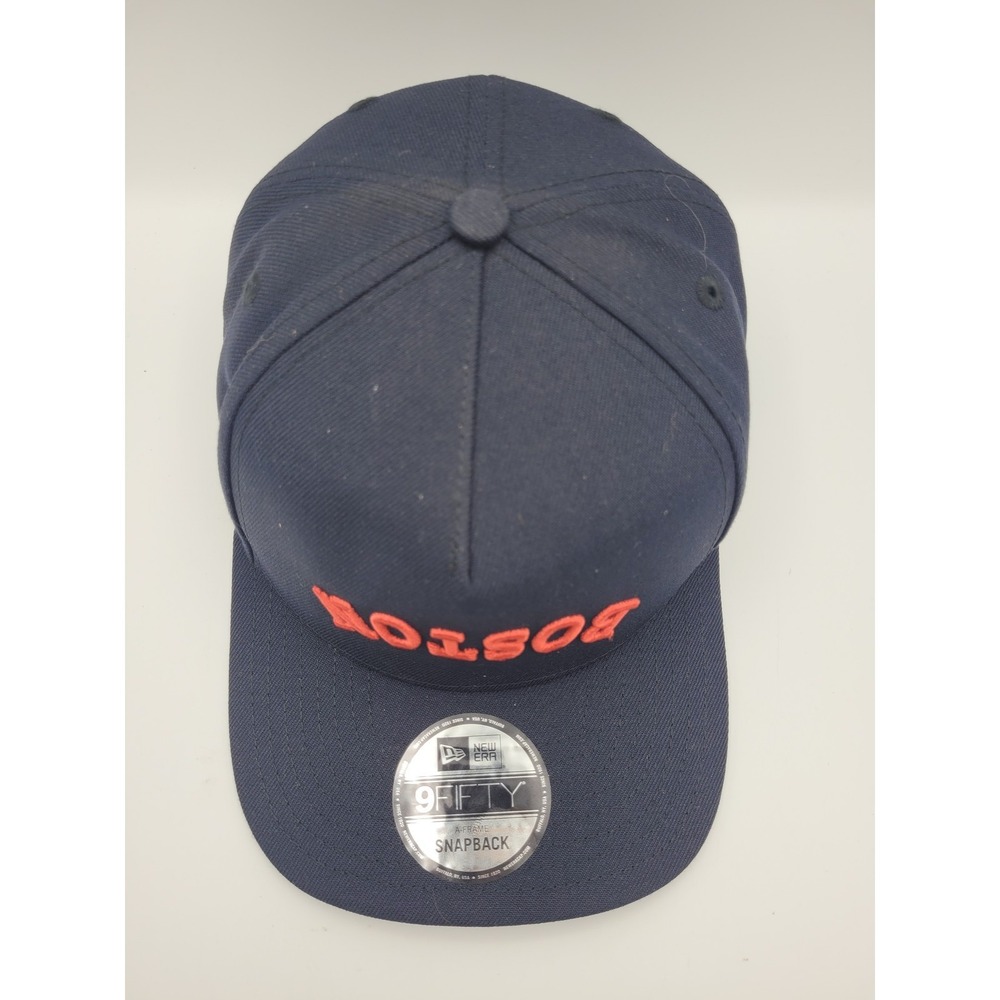 Boston Red Sox Hat Cap Mens Navy Snapback Upside Down Logo MLB Baseball New Era - Picture 3 of 10